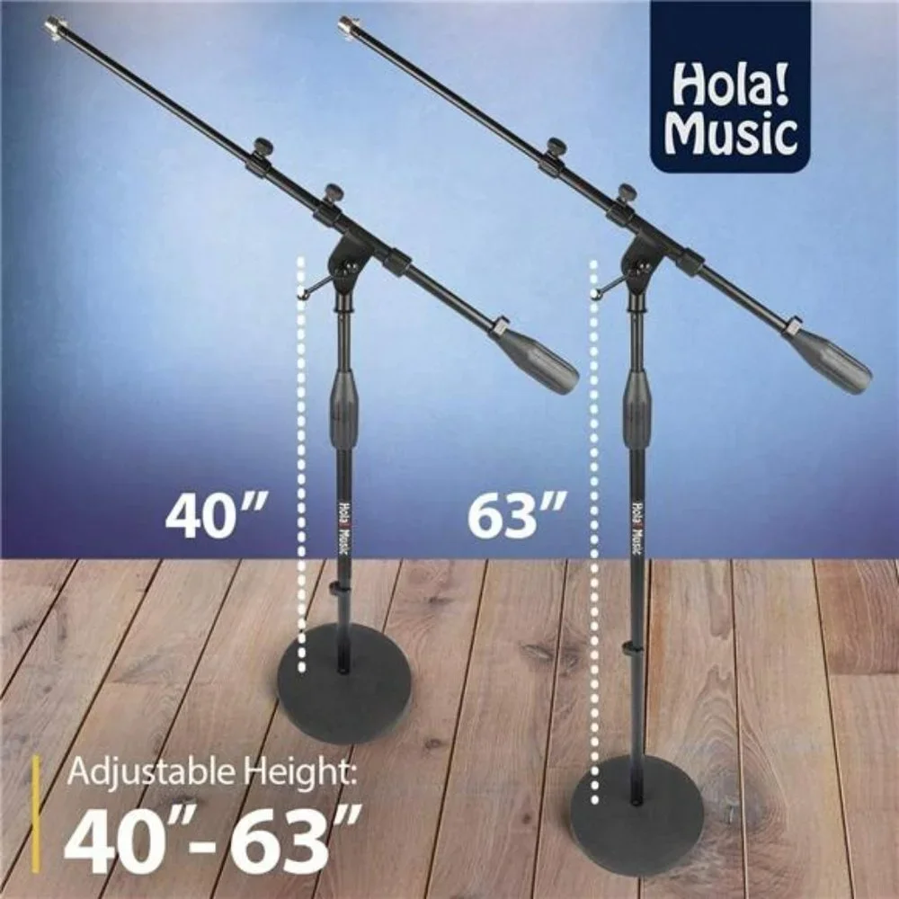 Music Mic Stand w/ Adjustable Height – Weighted Base